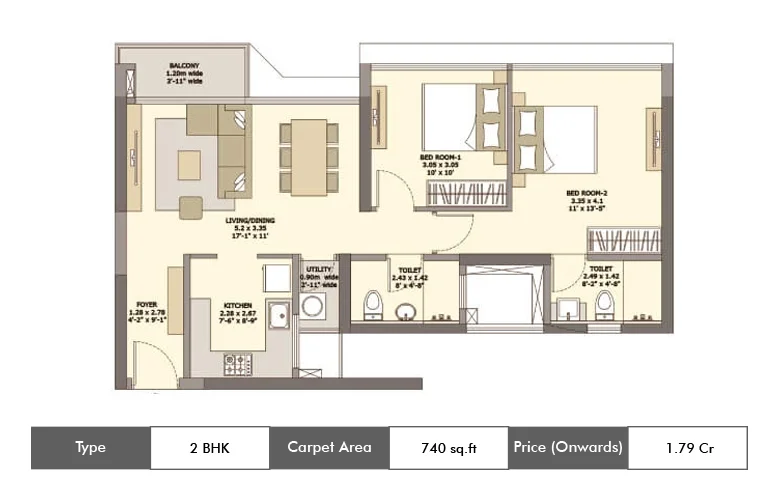 2 BHK Floor Plan